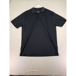 Image‎ Solutions Shirt Mens XL Black Polyester Pullover Button Collared EUC